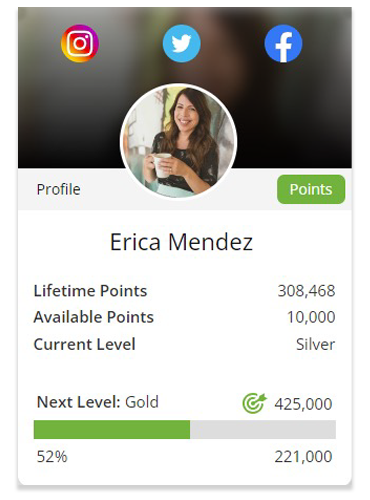 Affiliate rewards profile and loyalty points